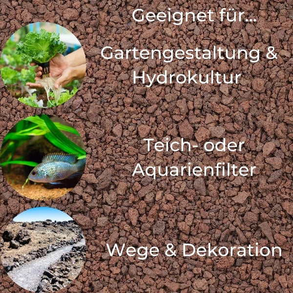 Lavastein Lavagranulat Grill Pflanzen Lavamulch für Garten Rot 16-32 mm 20L Aquarium Filtermaterial Lava Vulkanstein Lavakies