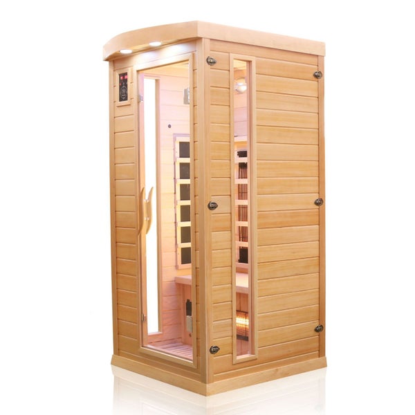 Dewello® Infrarotkabine Infrarotsauna PIERSON 90cm x 90cm inkl. 3 Vollspektrumstrahler, 3 Karbonstrahler, Farblicht, LED