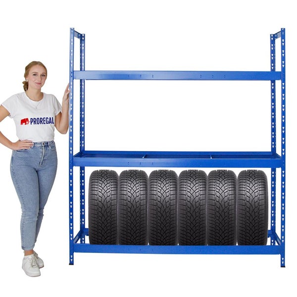 PROREGAL Mega Deal 2x Reifenregal Tiger XL HxBxT 200 x 180 x 45 cm Bis Zu 42 Reifen Blau