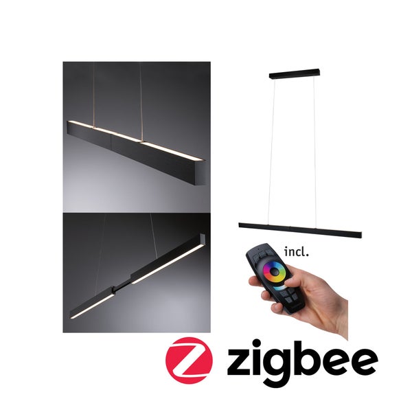 LED Pendelleuchte Smart Home Zigbee 3.0 Aptare 2700K dimmbar 1800lm / 1800lm 2x18W Schwarz gebürstet