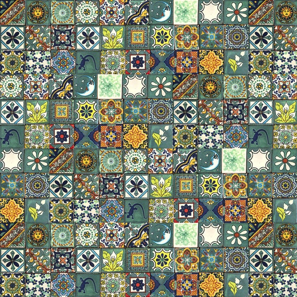 Fliesenmuster mit floralen und geometrischen Motiven