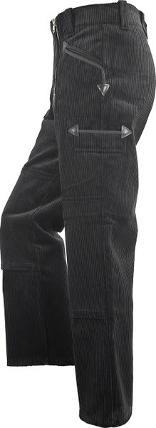 Zunfthose aus Trenkercord mit Doppelreißverschluss und Taschenverstärkungen aus Leder.