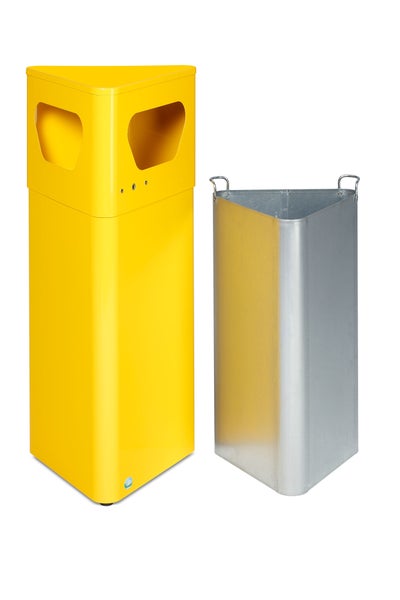 PROREGAL Robuster Abfallsammler Eckig Mit Inneneinsatz 32 Liter HxBxT 90 x 36,5 x 41 cm Verzinkter Stahl Gelb