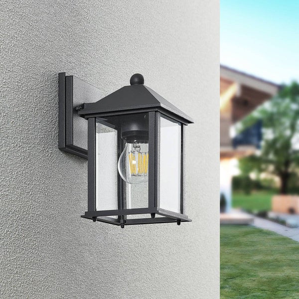 Lindby Wandleuchte außen Giavanna (Modern) in Schwarz aus Aluminium (1 flammig, E27) - Außenwandleuchten Wandlampe Led Außenlampe Outdoor für Außenwand/Hauswand Haus Terrasse & Balkon