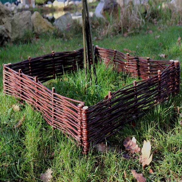 1 Beeteinfassung aus Weide 10x100cm I Beetbegrenzung /Weidenzaun zur Beetumrandung Rasenkante