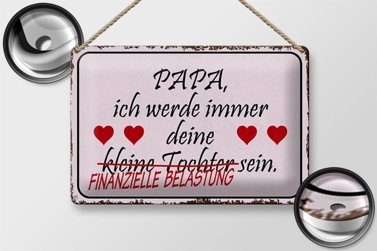 Blechschild Spruch 30x20cm Papa deine Tochter Herzen