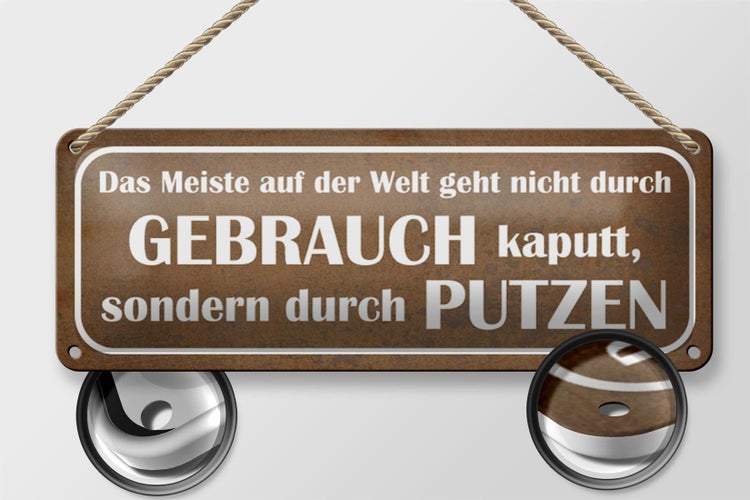Blechschild Spruch 27x10cm das Meiste auf der Welt geht Dekoration
