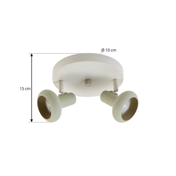 Deckenleuchte mit zwei Strahlern, Durchmesser 10 cm, Höhe 15 cm