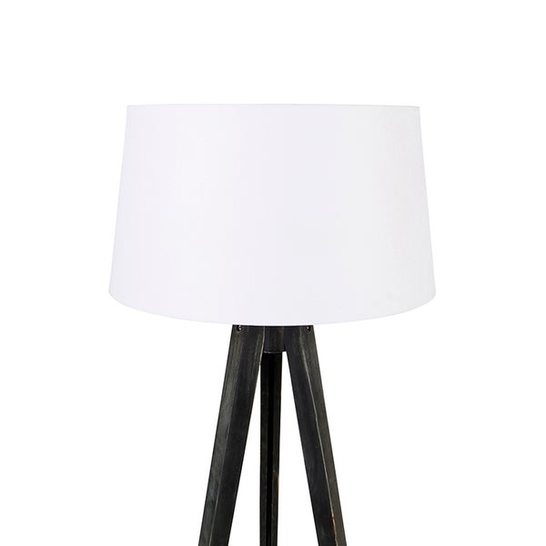 Stehlampe mit Holzfuß und Lampenschirm