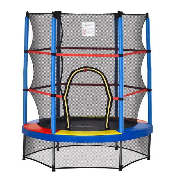 HOMCOM Trampolin für Kinder, 140cm x 140cm x 160cm, Metall, Bunt