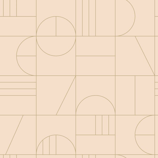 Geometrisches Tapetenmuster mit Kreisen, Halbkreisen, Dreiecken und Linien