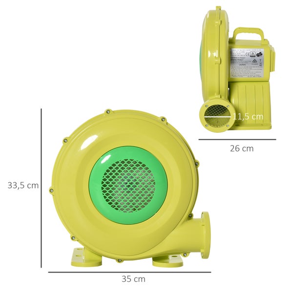 Outsunny 450W elektrische Luftpumpe, mit Griff, leichtgewichtig, tragbar, für aufblasbare Spielzeuge, 35 x 26 x 33,5 cm, ABS, Gelb+Grün
