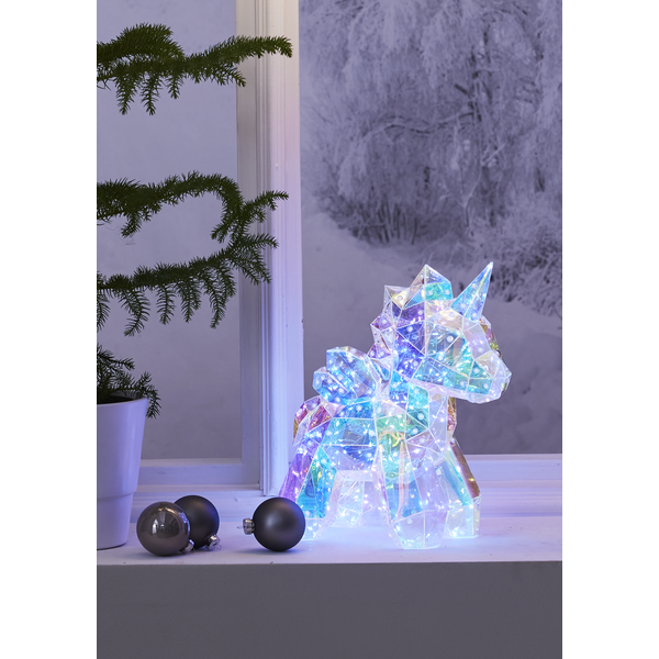 Dekoratives Einhorn mit LED-Beleuchtung als Fensterdekoration
