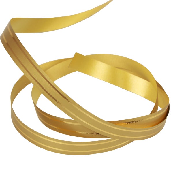 Goldfarbenes Geschenkband mit Streifenmuster