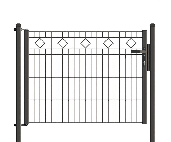 Gartentor mit Schloss und Rautenmuster