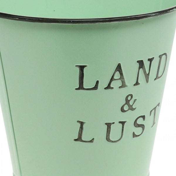 Blumentopf mit Aufschrift Land und Lust