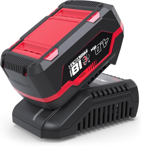 Güde Akku-Set bestehend aus einem 18 Volt Lithium-Ionen-Akku mit 4,0 Amperestunden Kapazität und einem passenden Ladegerät für Güde Werkzeuge.