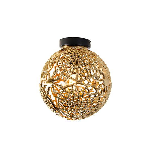 Goldfarbene Kugel Deckenleuchte mit Muster