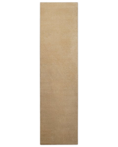 Langer rechteckiger Teppichläufer in Beige mit strukturierter Oberfläche.