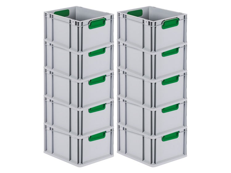 PROREGAL Eurobox Nextgen Color HxBxT 22 x 30 x 40 cm 20 Liter Griffe Grün Geschlossen Glatter Boden Eurobehälter Transportbox