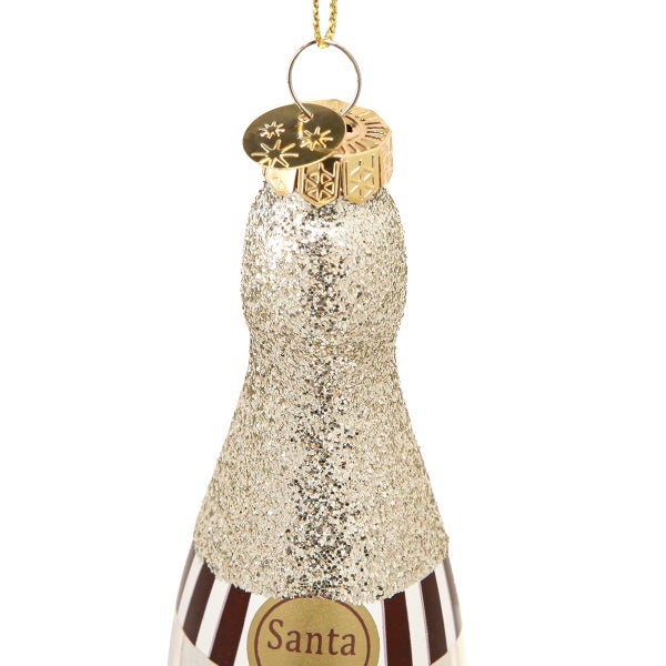 Champagnerflasche als Weihnachtsbaumschmuck mit Glitter