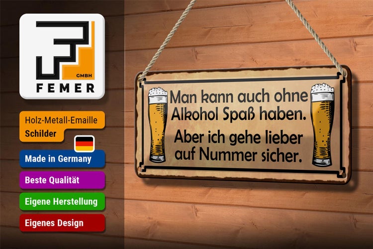 Blechschild Spruch 27x10cm kann auch ohne Spass Dekoration