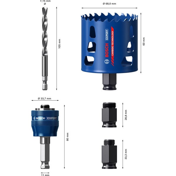 Bosch Expert Lochsägen-Starter-Kit 51 Millimeter Durchmesser für Multimaterial