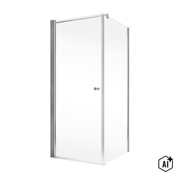 Eckduschkabine mit Scharniertür aus Echtglas und Rahmenprofilen für das Badezimmer.