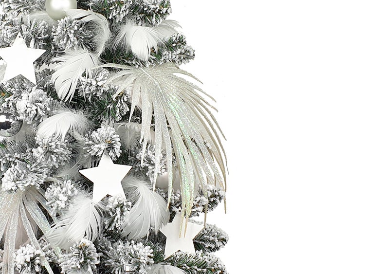 Geschmückter künstlicher Weihnachtsbaum POLARWEISS 60 cm mit LED-BELEUCHTUNG IM TOPF