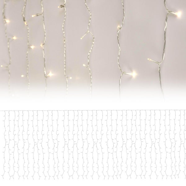 ECD Germany LED Lichtervorhang 2x1,5m 240 Warmweiße LEDs 12 Funktionen, Weihnachten Eiszapfen Lichterkette LED Lichterkettenvorhang Eisregen Vorhang Weihnachtsbeleuchtung, IP44 Wasserdicht Innen/Außen