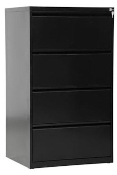 PROREGAL Hängeregistraturschrank 4 Schubladen Mare HxBxT 132 x 76 x 62 cm Schwarz