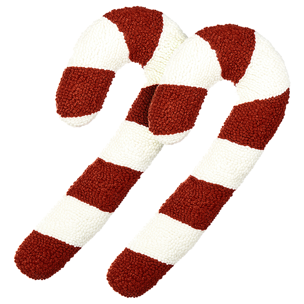 Dekokissen 2er Set CANDY CANE Bouclé 22 x 55 cm Rot Weihnachtsmotiv