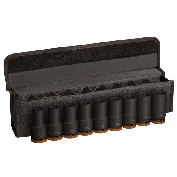 Steckschlüsselsatz mit Textiltasche, Größen von 17 Millimeter bis 32 Millimeter