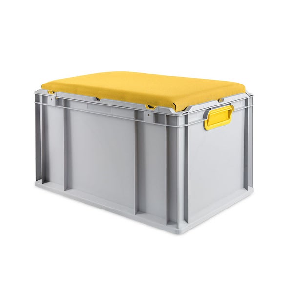 PROREGAL Eurobox NextGen Seat Box Gelb HxBxT 36,5 x 40 x 60 cm 65 Liter Griffe Geschlossen Eurobehälter Sitzbox Transportbox