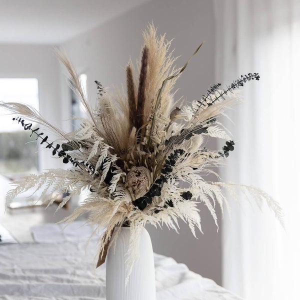 Brautstrauß Trockenblumen Boho weiß