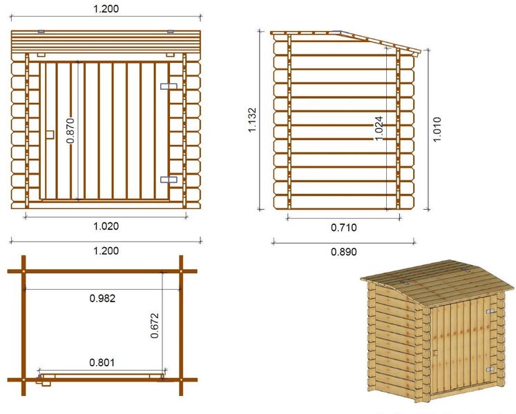 Gartenpoolschrank für Zubehör 1,20x0,89 m H.1,13 m - Imprägniert 