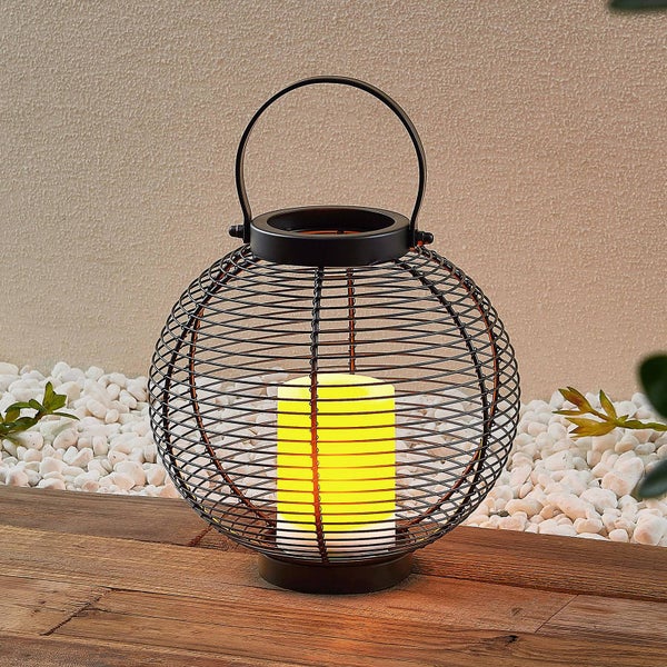 Lindby LED Solarleuchte (Laterne) Mairuna (spritzwassergeschützt (Modern) in Schwarz aus Metall (1 flammig, ) - Dekorationsleuchte Solarlampe