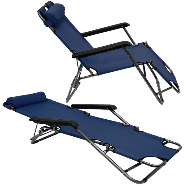 Campingstuhl Liegestuhl Freizeitliege Sonnenliege Strandliege Campingliege Klappliege Liege 153cm | Dunkelblau