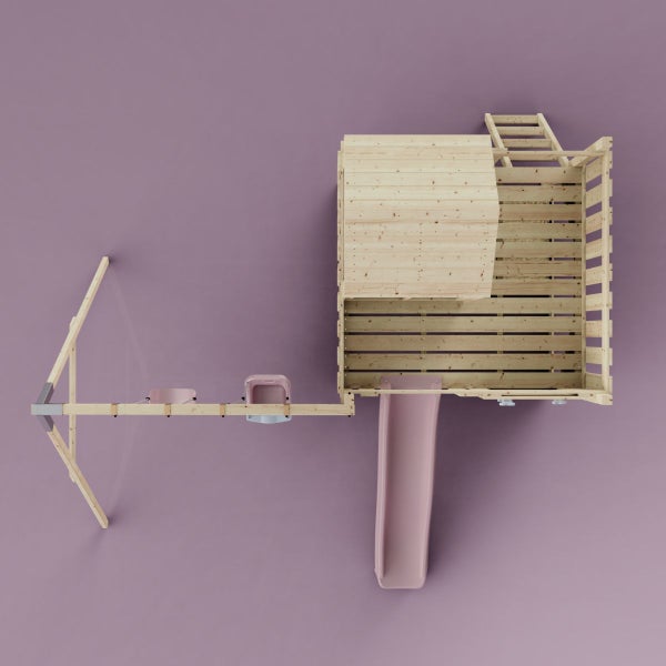 OutdoorToys Spielturm Thea aus Holz in Rosa Babyschaukel
