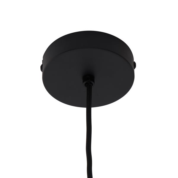 Schwarze Deckenhalterung mit Textilkabel für eine Lampe