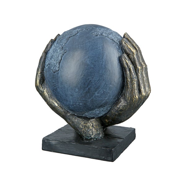 Skulptur GILDE Dekoration Höhe 19cm Breite 18cm bronzefarben, grau Kunstharz
