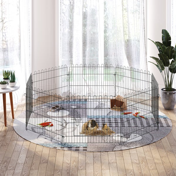 PawHut Welpenauslauf, 180B × 180T × 61H cm, Stahldraht, Schwarz