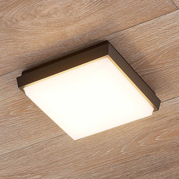 Lucande LED Deckenleuchten Amra (spritzwassergeschützt (Modern) in Alu aus Kunststoff, - Außenleuchte für Garten Terasse Balkon & Haus Deckenleuchte