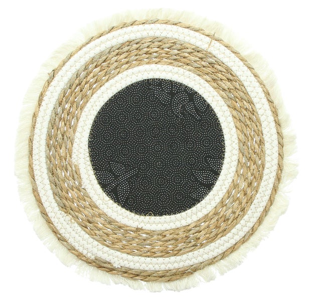 FRANK FLECHTWAREN | Untersetzer Mandala, TEXTIL, SEEGRAS, Ø 38 cm