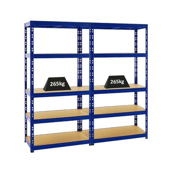 PROREGAL Mega Deal 2x Schwerlastregal Tiger HxBxT 180 x 90 x 45 cm Fachlast 265 kg 5-Ebenen Blau