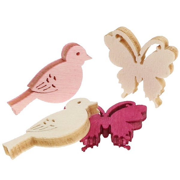 Dekorative Holzfiguren: Vögel und Schmetterlinge für Bastelarbeiten