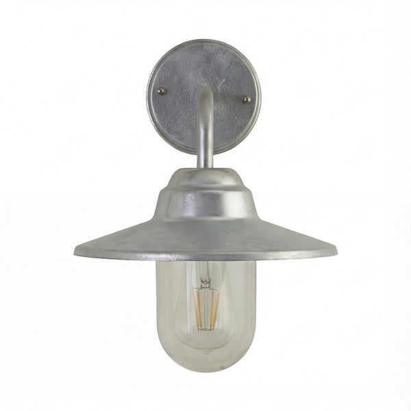 Graue Metall-Wandleuchte mit transparentem Lampenschirm