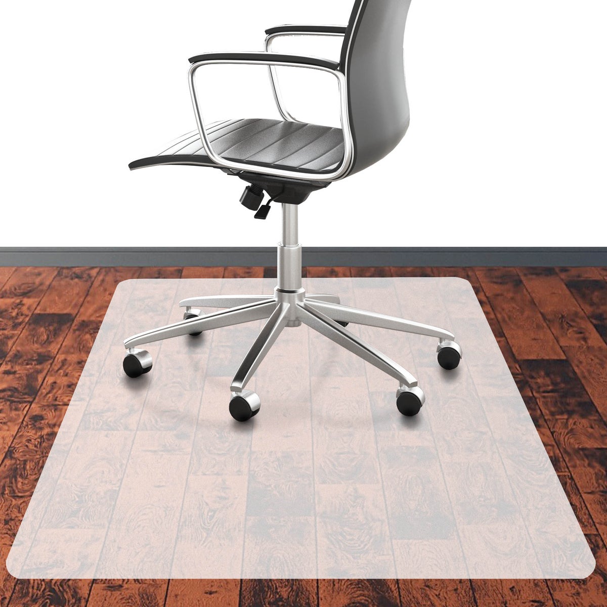 Bodenschutzmatte PE MILKY - Semi-transparent - 100x120 cm - Hartboden - Milchige Schutzmatte als Unterlage für Bürostuhl
