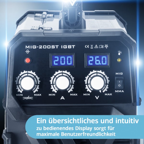 STAHLWERK Schweißgerät MIG MAG 200 ST IGBT Schutzgas mit 200 Ampere MMA E-Hand