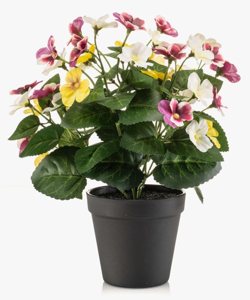 Künstlicher Magnolienzweig mit weißen Blüten und grünen Knospen